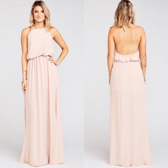 SMYM Heather Halter Dress in Dusty Blush Crisp - Picture 1 of 6